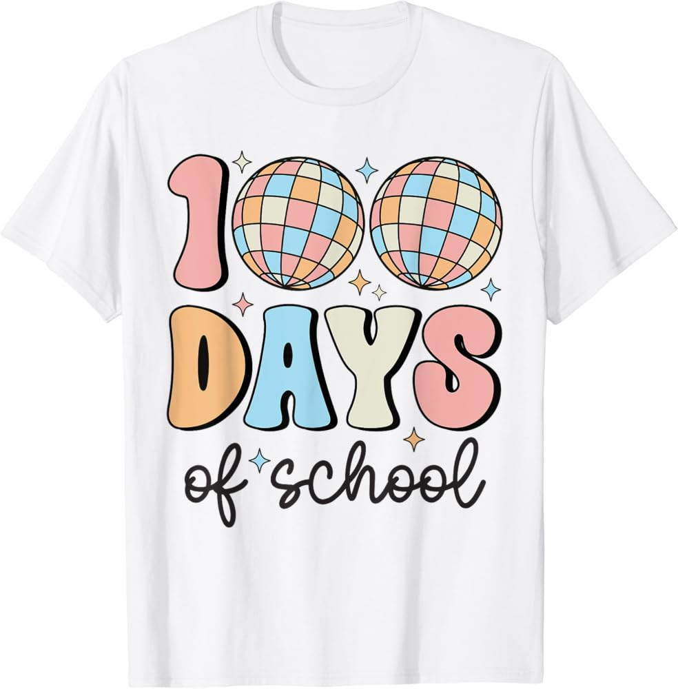 Retro Disco 100 Days of School Teacher Kids 100th Day School T-Shirt | Amazon (US)