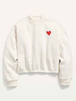 Long-Sleeve Mock-Neck Cropped Graphic Sweatshirt for Girls | Old Navy (CA)