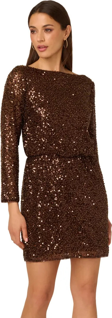 Adrianna Papell Sequin Long Sleeve Minidress | Nordstrom | Nordstrom