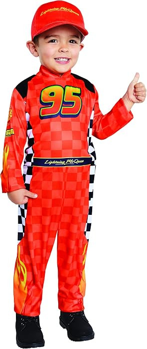 Spirit Halloween Cars Toddler Lightning McQueen Pit Crew Costume | Officially Licensed | Disney |... | Amazon (US)
