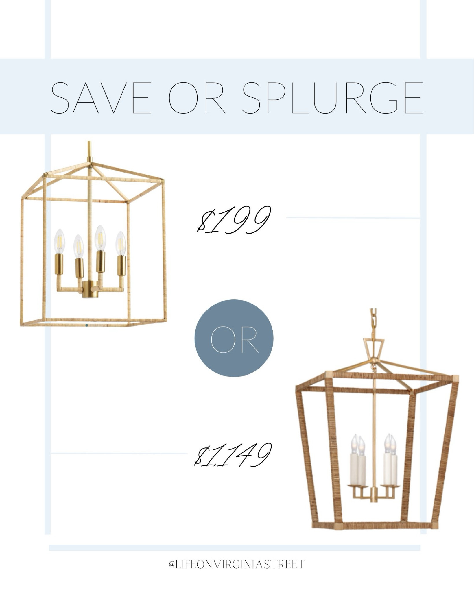 Loving these rattan-wrapped brass lantern light fixtures! The look for less option is very similar at a fraction of the cost of the splurge version. Also linking several other options at various price points.
.
#ltkhome #ltksalealert #ltkseasonal #ltkstyletip kitchen pendant lights, coastal light fixtures, entryway light fixtures 

#LTKSeasonal #LTKHome #LTKSaleAlert