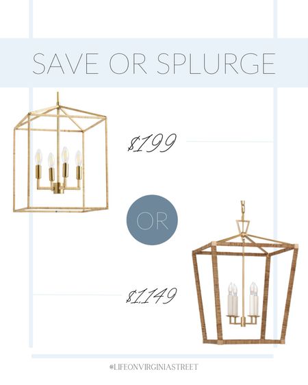 Loving these rattan-wrapped brass lantern light fixtures! The look for less option is very similar at a fraction of the cost of the splurge version. Also linking several other options at various price points.
.
#ltkhome #ltksalealert #ltkseasonal #ltkstyletip kitchen pendant lights, coastal light fixtures, entryway light fixtures 

#LTKSeasonal #LTKHome #LTKSaleAlert