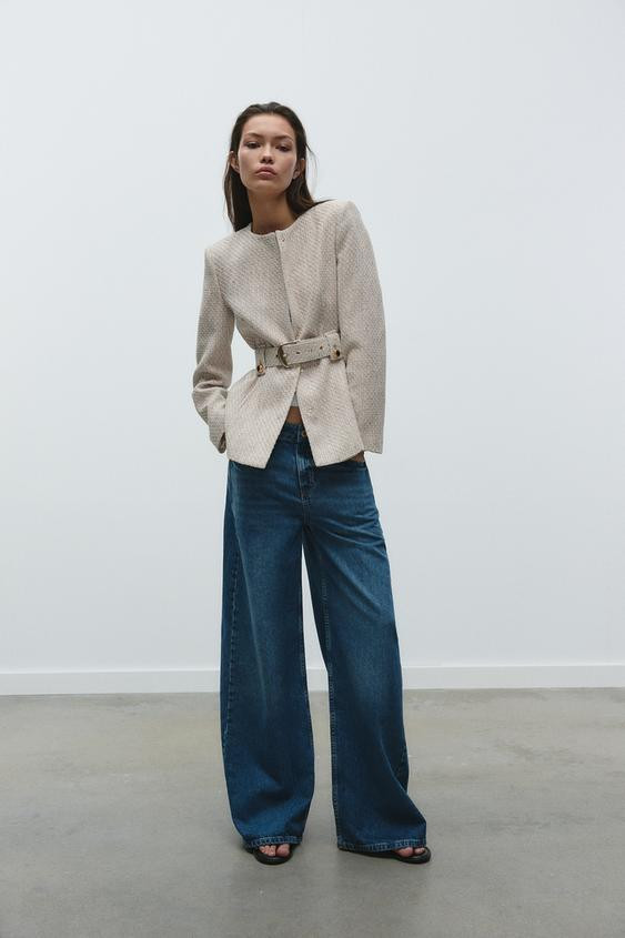 BELTED TEXTURED BLAZER | Zara US