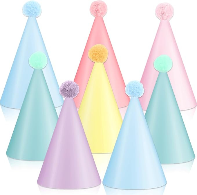 24 PCS Rainbow Party Hats - DIY Assemble Pastel Rainbow Themed Paper Hats Pastel Party Birthday P... | Amazon (US)