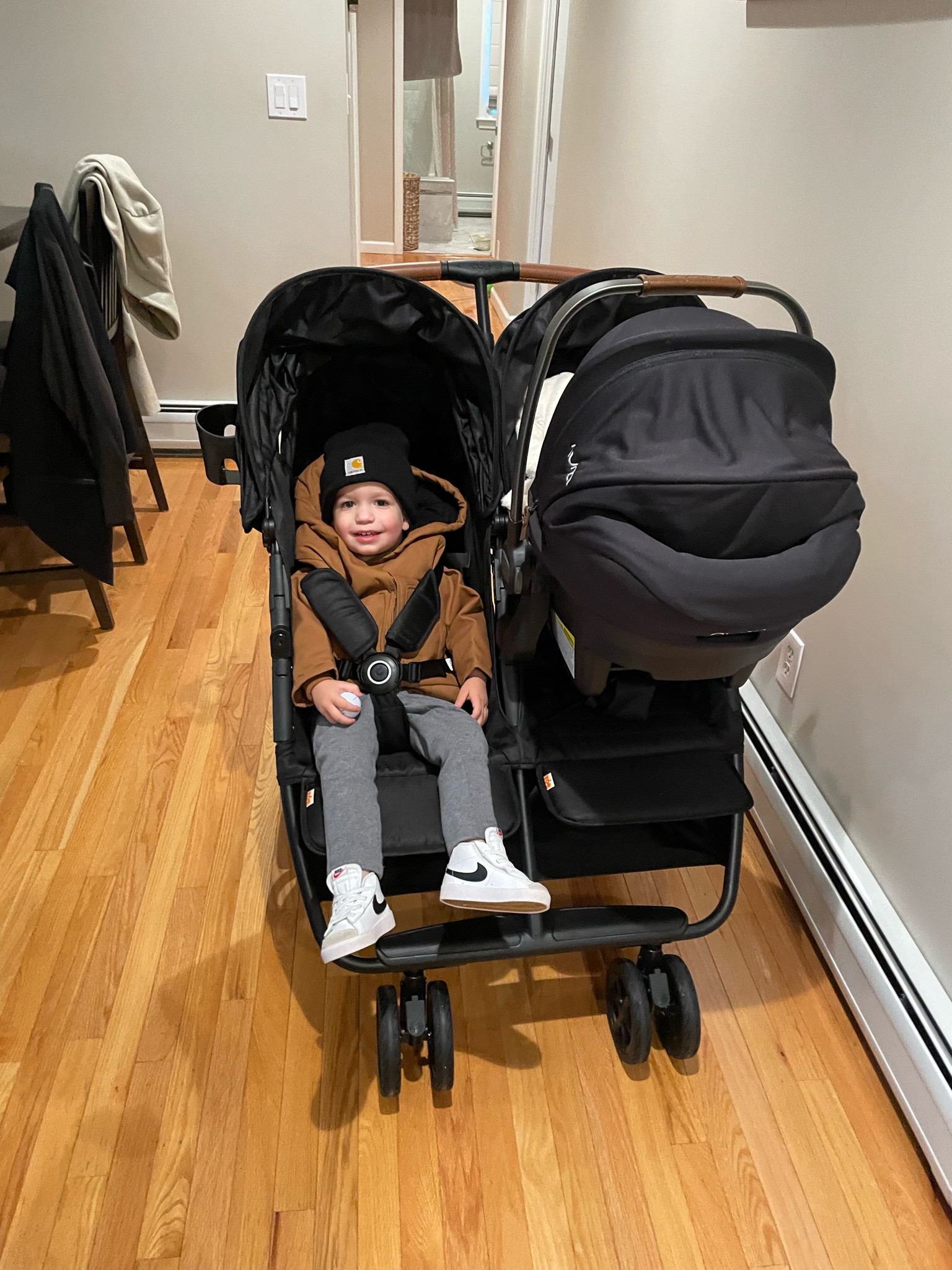 Double stroller with car seat adapter 

#LTKkids