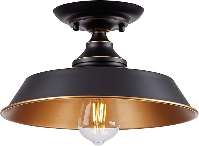 Semi Flush Mount Ceiling Barn Indoor Light, Industrial Ceiling Light Black Farmhouse Close to Cei... | Amazon (US)