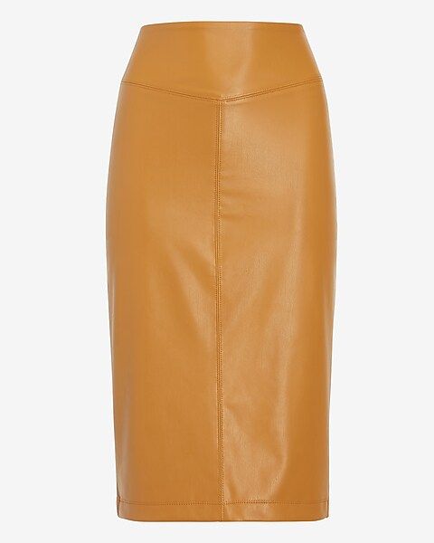 High Waisted Faux Leather Seamed Pencil Skirt | Express