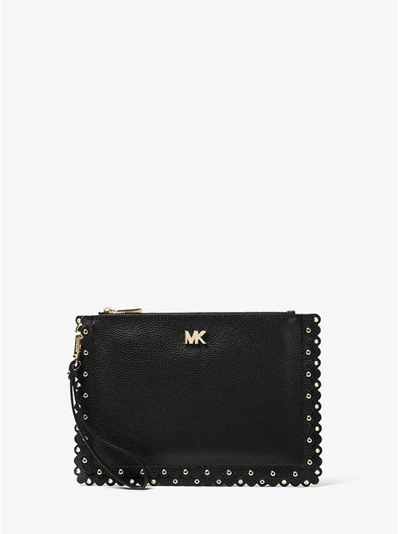Medium Scalloped Pebbled Leather Pouch | Michael Kors US