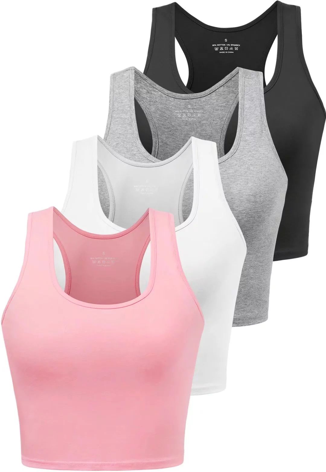 Joviren Cotton Workout Crop Top for Women Racerback Yoga Tank Tops Athletic Sports Shirts Exercis... | Walmart (US)