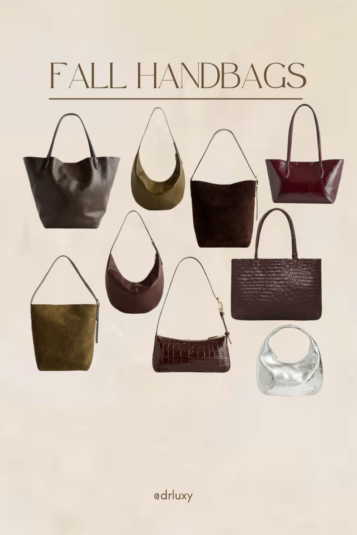 Fall handbags all under $220
Brown tote handbag 
Brown handbag 
Olive toned handbag 
Green handbag 
Burgundy handbag 
Silver metallic handbag
Gold metallic handbag 
Madewell 

#LTKItBag #LTKSeasonal #LTKxMadewell