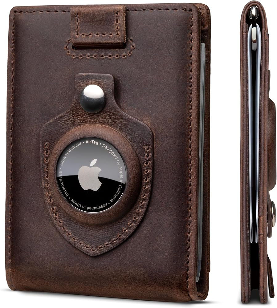 SERMAN BRANDS AirTag Wallet - RFID Blocking Mens Minimalist Money Clip Wallet for Airtag - Full G... | Amazon (US)