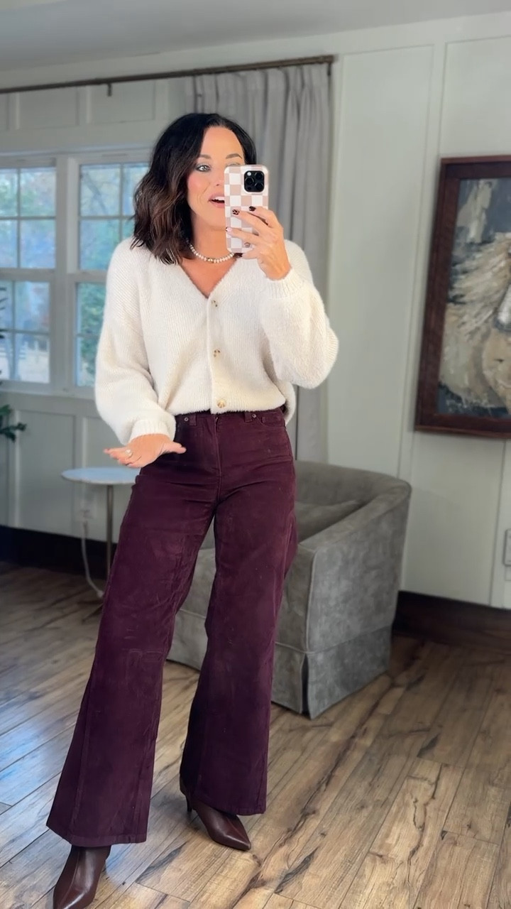 Y'all these pants are too good! Wearing a xs top and size 2 pants! This outfit feels festive and soooo comfy! Perfect for the office, date night, or winter events! VintagePickin, elevated basics, chic style, festive casual, must haves, winter fashion, holiday party outfitt

#LTKCyberWeek #LTKGiftGuide #LTKHoliday