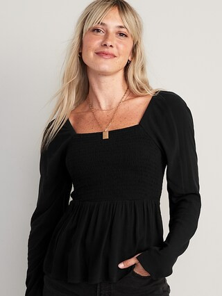 Cutout Smocked Babydoll Swing Blouse for Women | Old Navy (US)