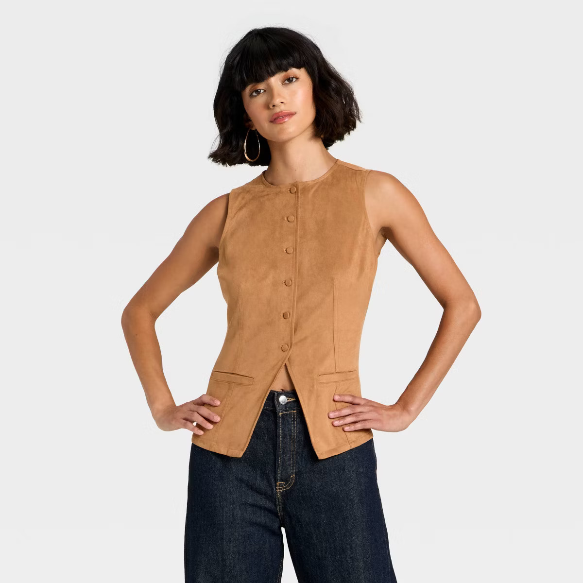 Women's Faux Suede Fashion Vest - Universal Thread™ Brown | Target