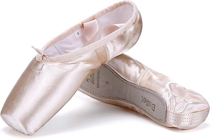 WENDYWU Professional Ballet Slipper Dance Shoe Pink Ballet Pointe Shoes with Toe Pad Protector fo... | Amazon (US)