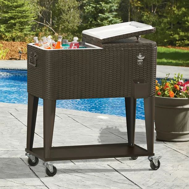 Clevr Outdoor Patio 80 quart Party Portable Rolling Cooler Wheeled Ice Chest with Bottle Opener, ... | Walmart (US)