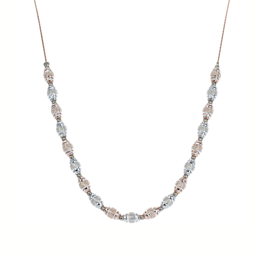 Private Collection Silver & Rose Gold Textured Bead Necklace | Roma Designer Jewelry
