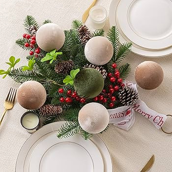 Christmas Balls Ornaments, 15 Pcs Green & Brown Christmas Tree Ornaments with Velvet, Multicolor ... | Amazon (US)