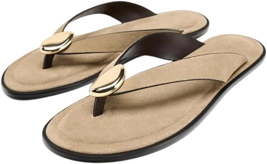 Womens Flat Sandals for Women Comfortable Flip Flops Slide Sandals Summer Beach Thong Sandals wit... | Amazon (US)