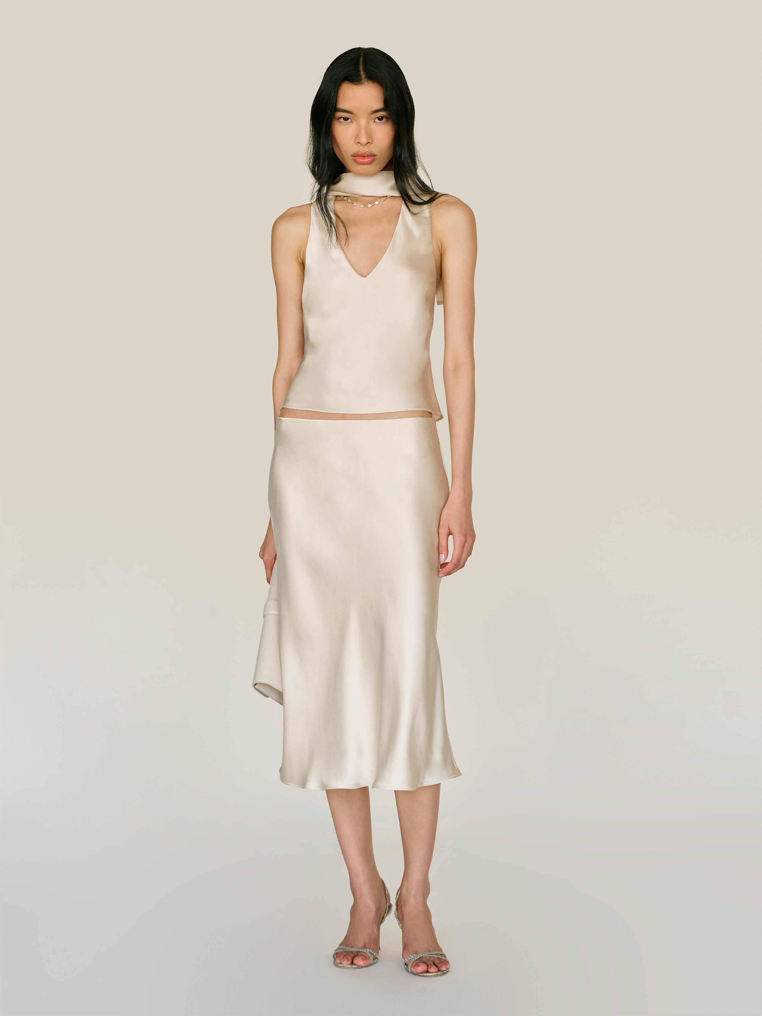 Reformation Pomelle Silk Two Piece Ivory Medium | Reformation (Global)
