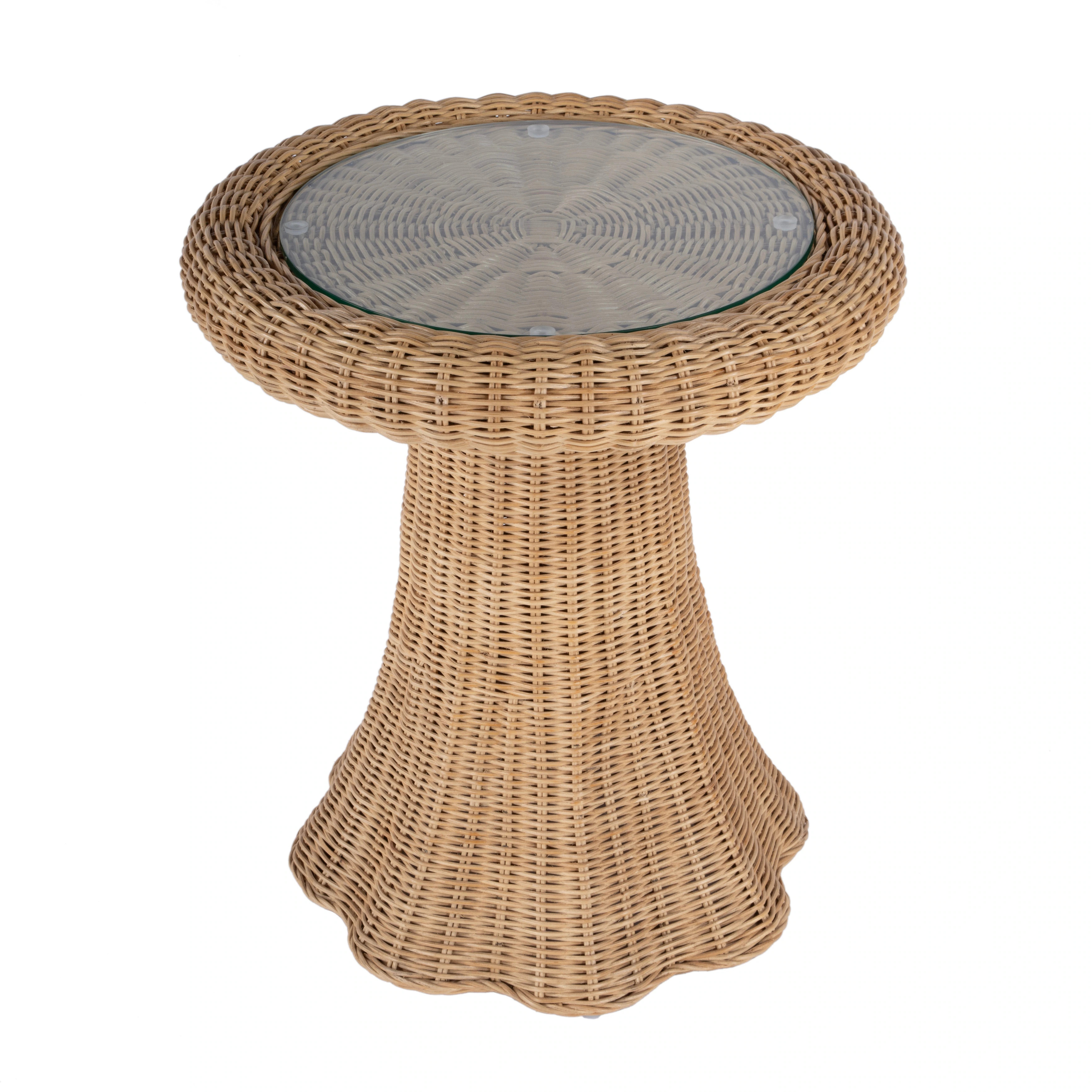 Flora Rattan Scalloped End Table | Bed Bath & Beyond