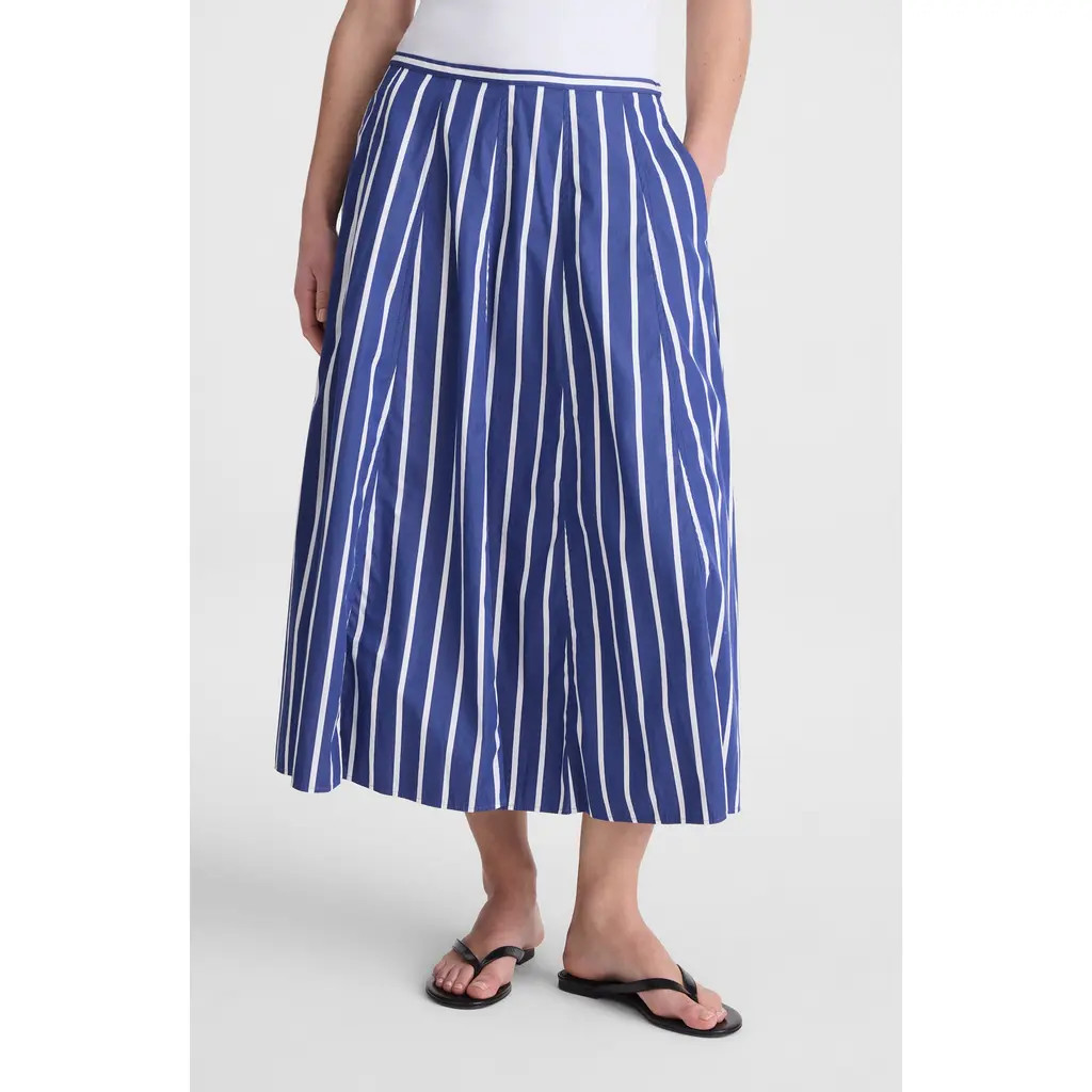 Madewell A-Line Poplin Midi Skirt in Cool Navy at Nordstrom, Size Small | Nordstrom