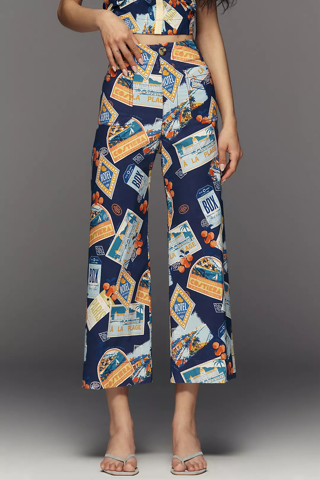 The Colette Cropped Wide-Leg Trousers by Maeve: Magic Fabric Edition | Anthropologie (UK)