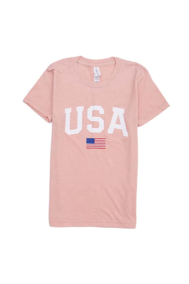 Athletic USA Flag Kids Peach Graphic Tee DOORBUSTER | Pink Lily