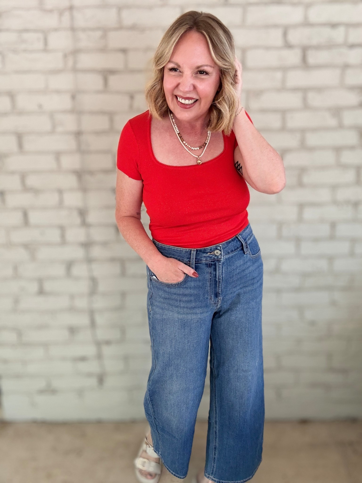 Medium top; 10 jeans

#LTKOver40 #LTKSaleAlert #LTKSeasonal