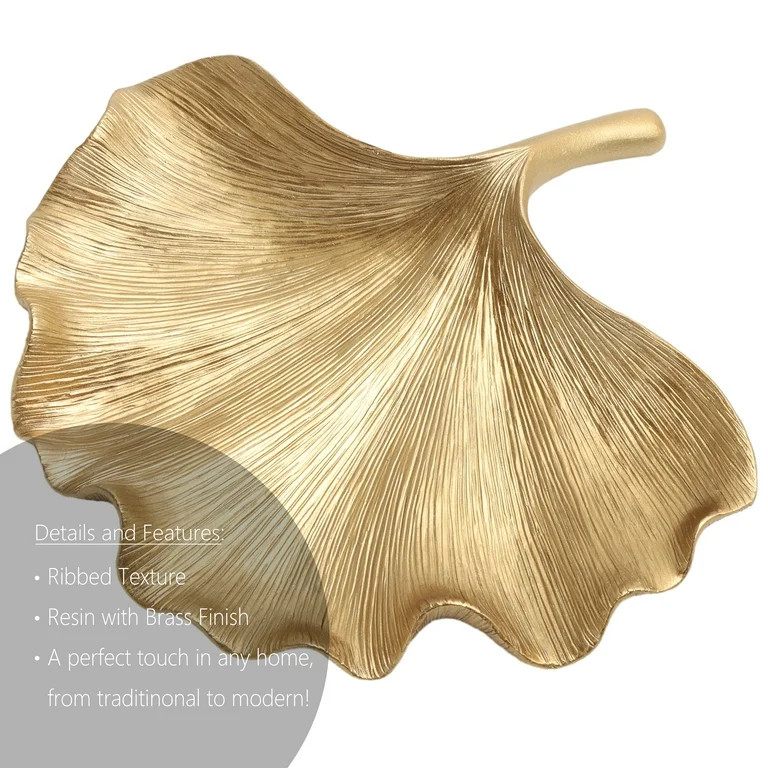 Leaf Shaped Gold Indoor Tabletop Trinket Tray | Walmart (US)