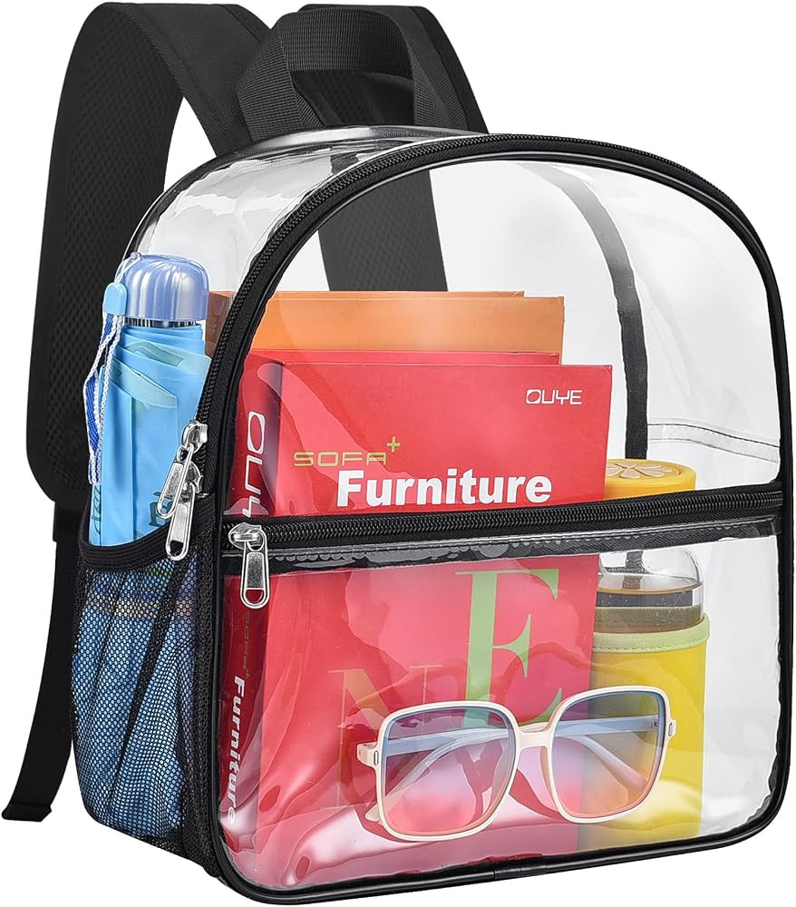 Clear Backpack Stadium Approved 12×12×6 with Reinforced and Wider Shoulder Straps, Small Clear ... | Amazon (US)