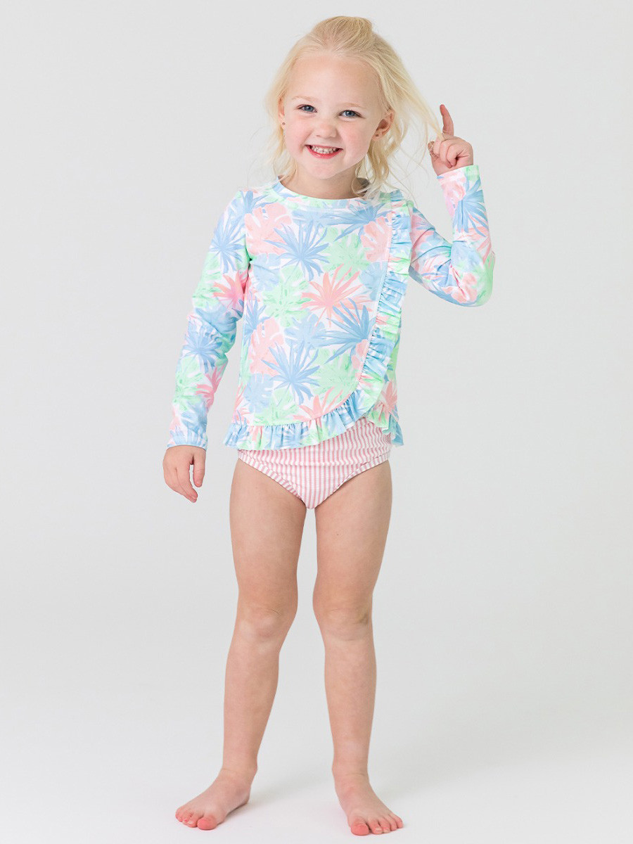 Ruffled Long Sleeve Rash Guard 2-Piece | RuffleButts / RuggedButts