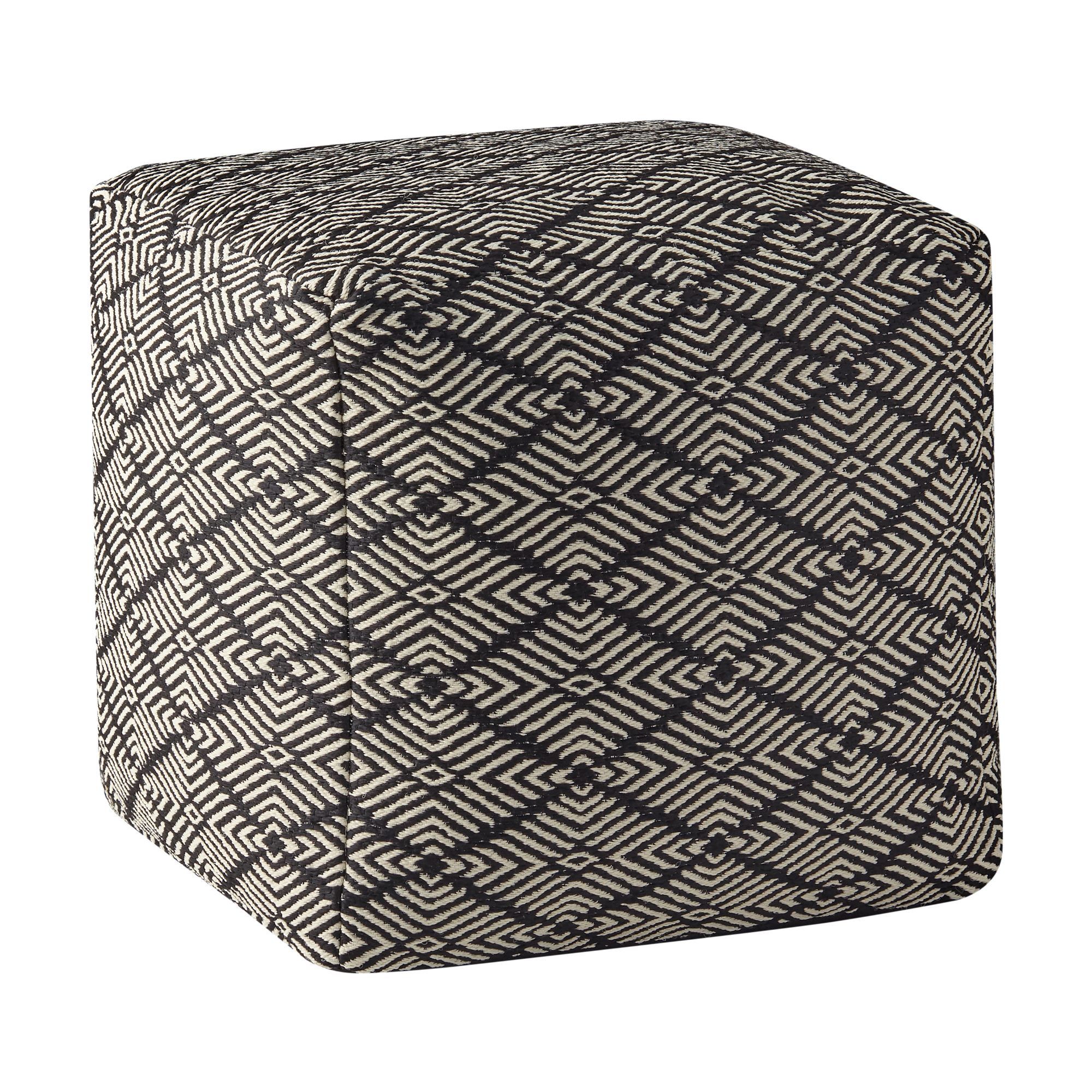 Better Homes & Gardens 16" x 16" x 16", Diamond Outdoor Pouf, Black & Ivory | Walmart (US)