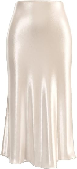 Soowalaoo Womens Leopard Print Skirt Midi Long Length Silk Satin High Waist Elastic Skirts | Amazon (US)