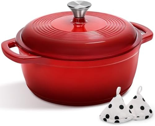 Enameled Cast Iron Dutch Oven Pot With Lid - AIVIKI 5QT Dutch Oven for Bread Baking With Cotton P... | Amazon (US)