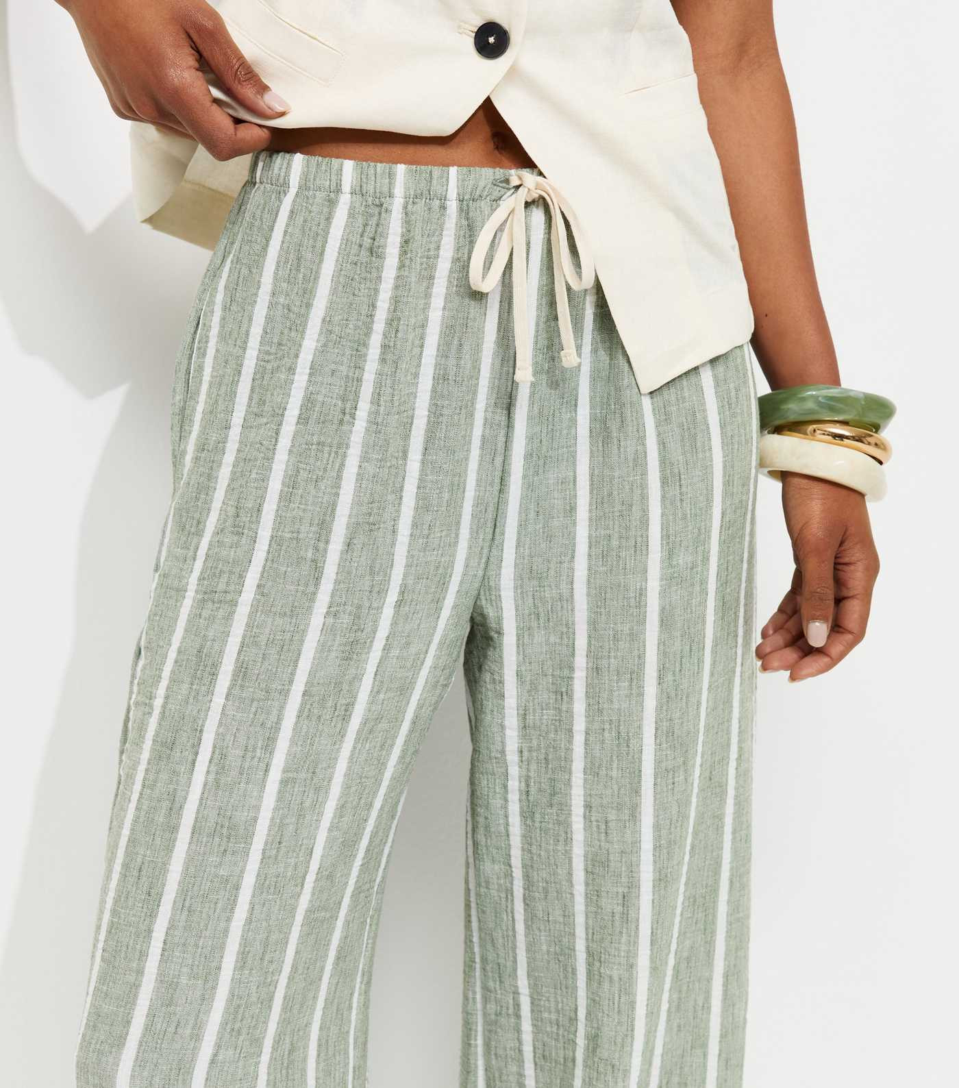 Green Striped Wide Leg Trousers | New Look | New Look (UK)