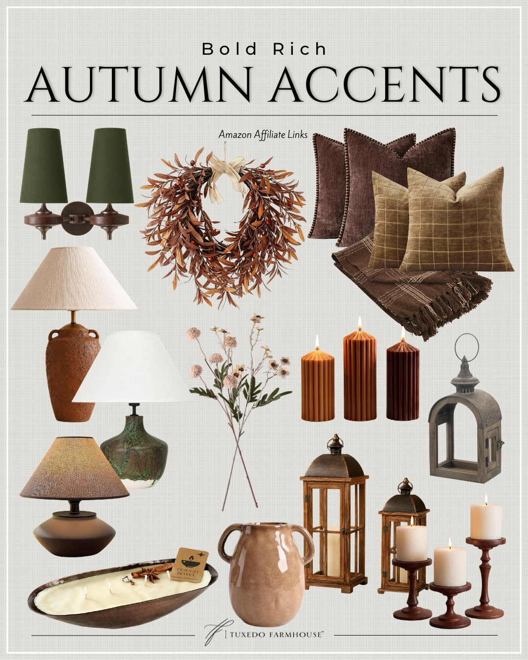 Bold, rich autumn accents are my favorite way to make a home feel warm and collected for fall. 🍂🤎 Deep chocolate browns, earthy greens, warm wood tones and cozy textures give these Amazon finds such a beautiful, elevated look. I especially love the pillows, lanterns and lighting for an easy seasonal refresh! 

 #LTKHome #LTKSeasonal #LTKStyleTip #AmazonHome #FallDecor #AutumnDecor #CozyHome #AmazonFinds #LTKSeasonal #LTKHome #LTKSaleAlert