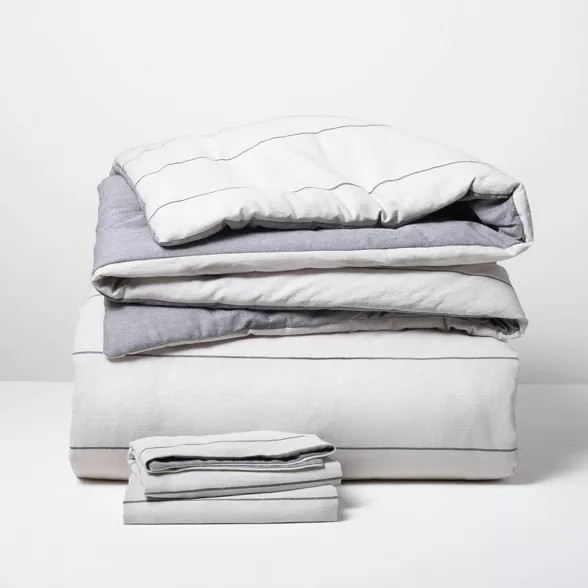 Stripe with Chambray Backing Comforter & Sham Set - Hearth & Hand™ with Magnolia | Target