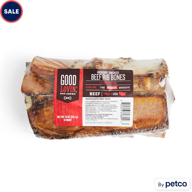 Good Lovin' Hickory Smoked Rib Bone Dog Chew, 7.8 oz., Count of 6 | Petco
