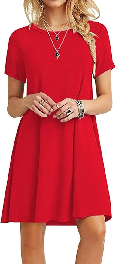 MOLERANI Women's Casual Plain Simple T-Shirt Loose Dress | Amazon (US)