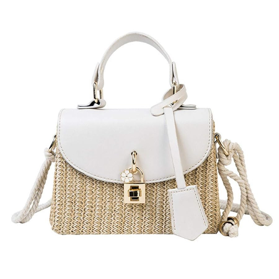 Women Mini Straw Woven Cross-body Shoulder Bag Top-handle Bag Handbag | Amazon (US)
