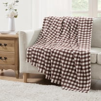 My Texas House Brown Woven Gingham Fringe Throw, 60" x 80" | Walmart (US)
