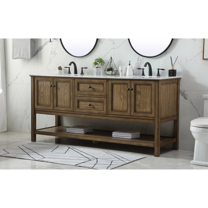 Letourneau 72'' Double Bathroom Vanity with Marble Top | Wayfair North America