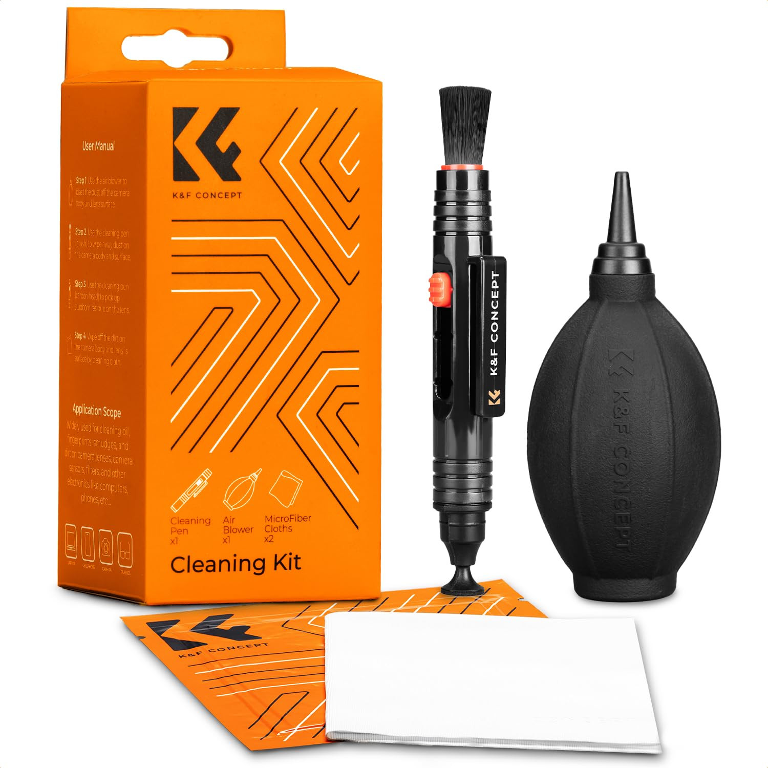 K&F Concept 4-in-1 Camera Cleaning Kit with Lens Brush Pen, Rocket Air Blower, Microfiber Cleanin... | Amazon (US)