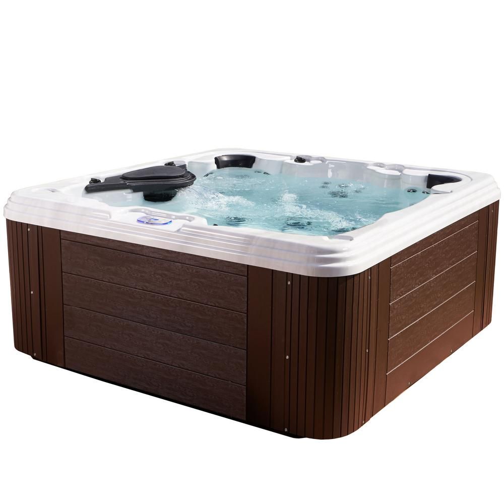 AquaLife Providence 7-Person 60-Jet Standard Hot Tub in Espresso | The Home Depot