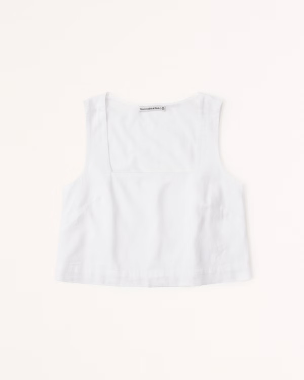Linen-Blend Squareneck Set Top | Abercrombie & Fitch (US)