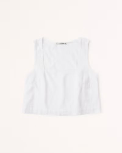 Linen-Blend Squareneck Set Top | Abercrombie & Fitch (US)