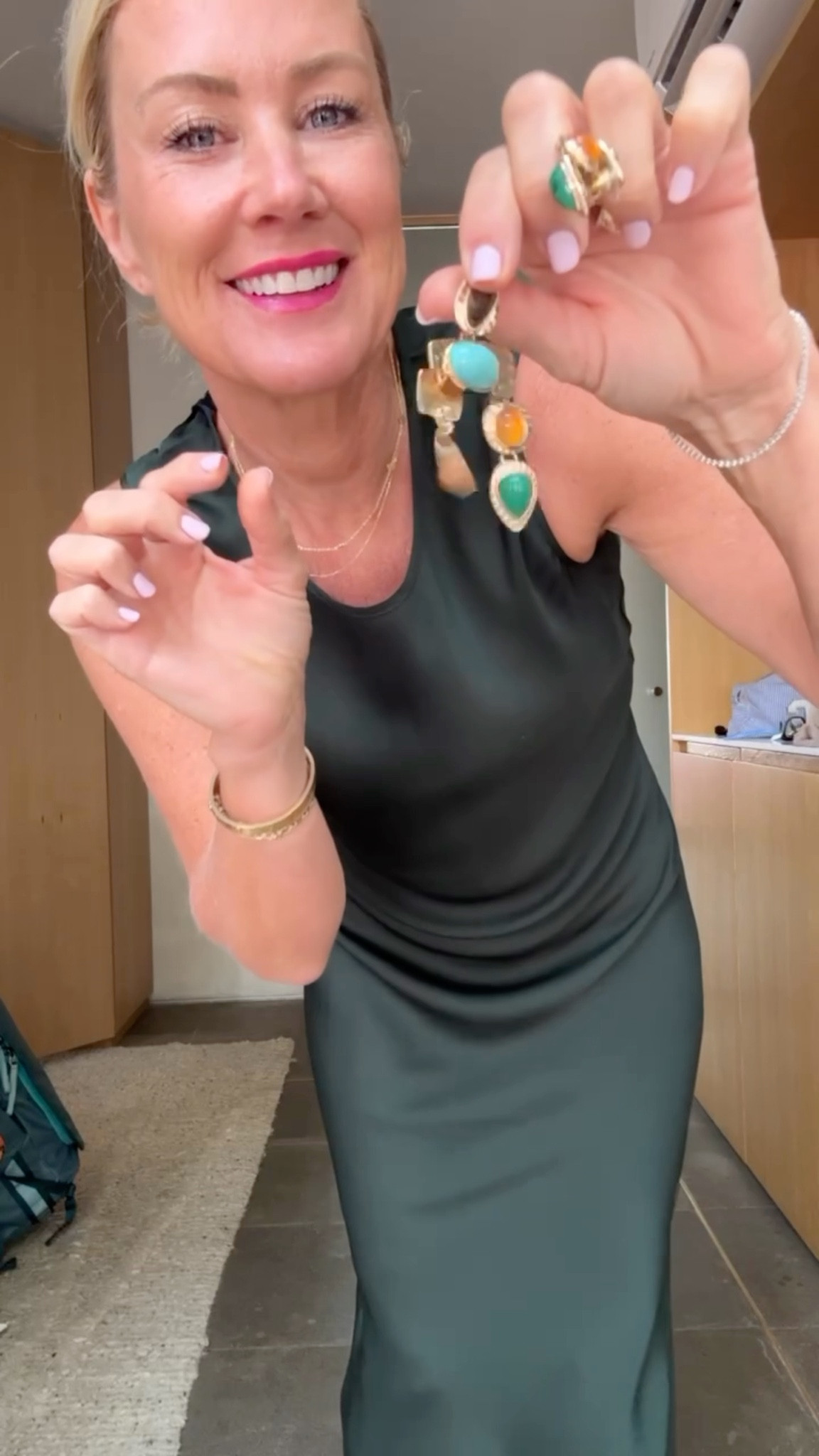 Packable, washable slip dress, perfect for a night out! Earrings are a gorgeous pop  Dress: SMALL

#LTKStyleTip #LTKFindsUnder100 #LTKOver40