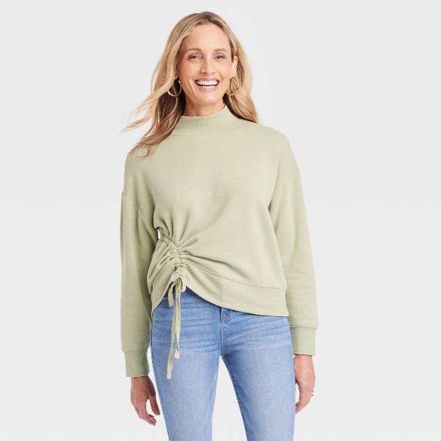 Women&#39;s Ruched Sweatshirt - Knox Rose&#8482; Green S | Target