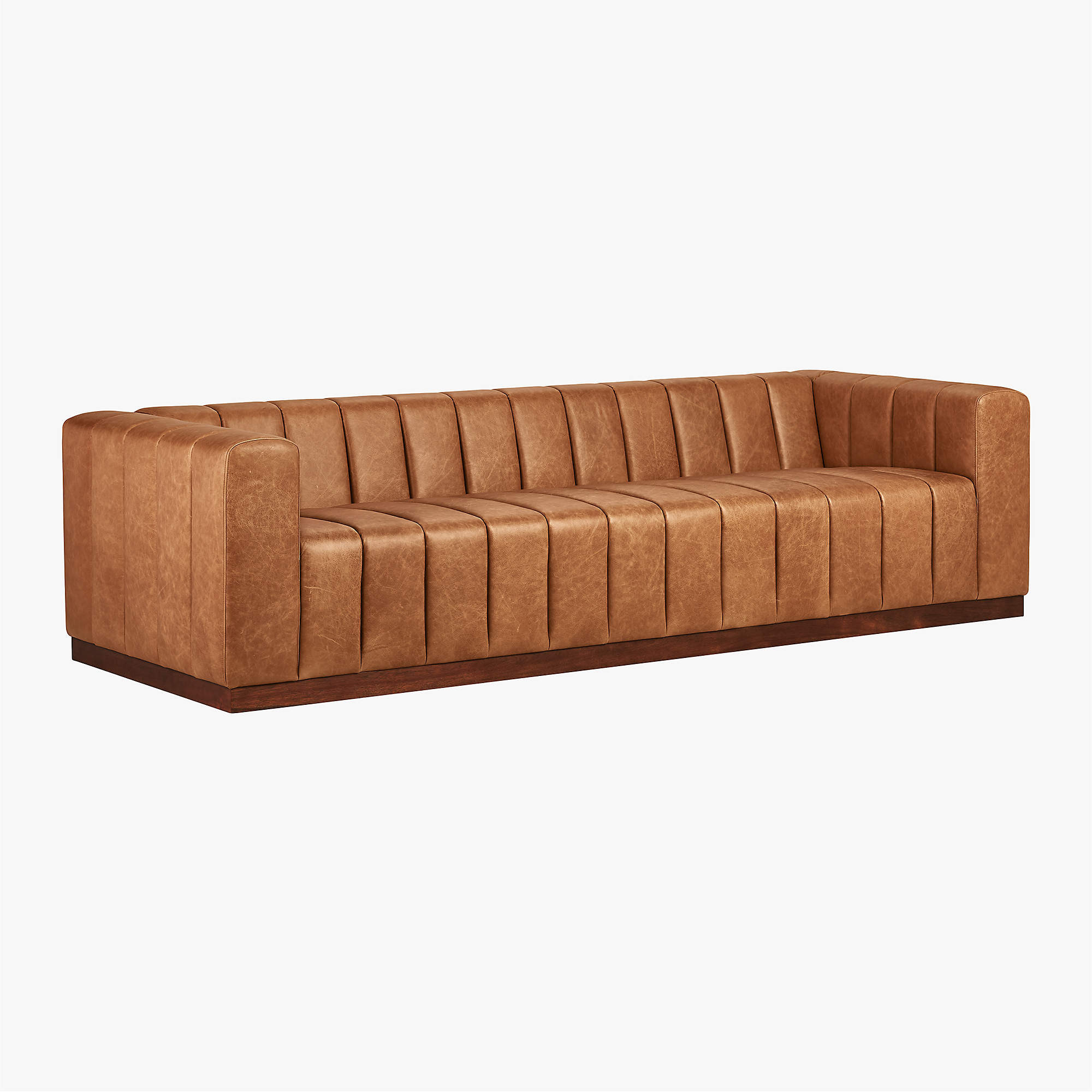 Forte Channeled Saddle Leather Extra Large Modern Sofa + Reviews | CB2 | CB2
